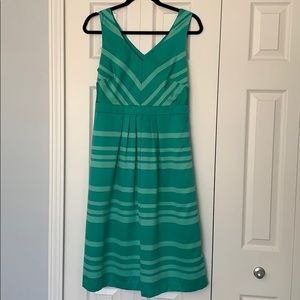 Merona Striped Green V-Neck Dress Size: 6